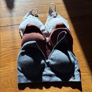 (5/$20) Danskin Women's Intimates Sporty Bralettes in White, Orange, and Gray